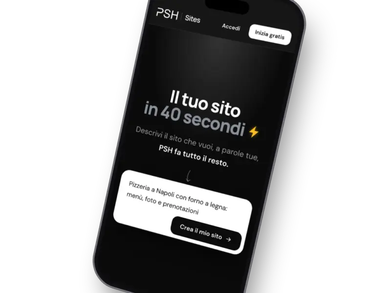 PSH Sites, il tuo sito in 40 secondi, su smartphone