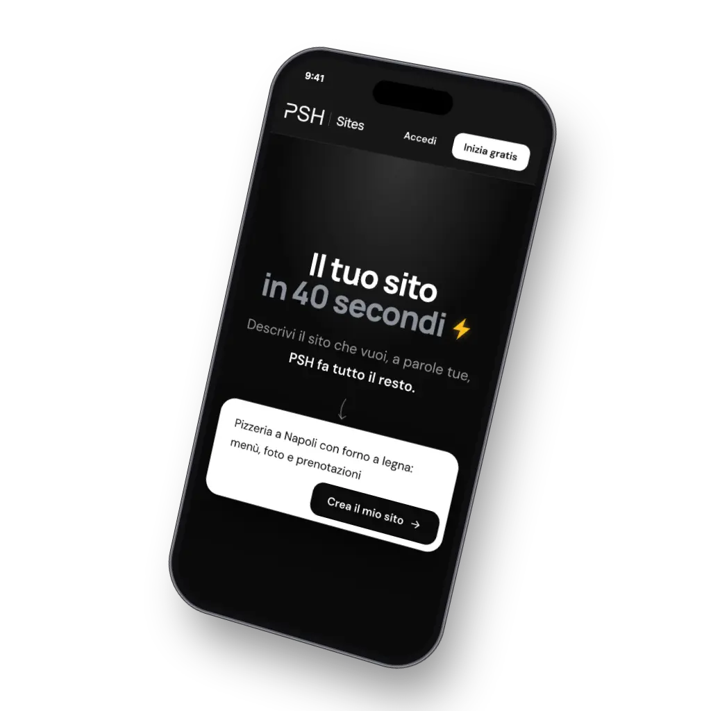 PSH Sites, il tuo sito in 40 secondi, su smartphone